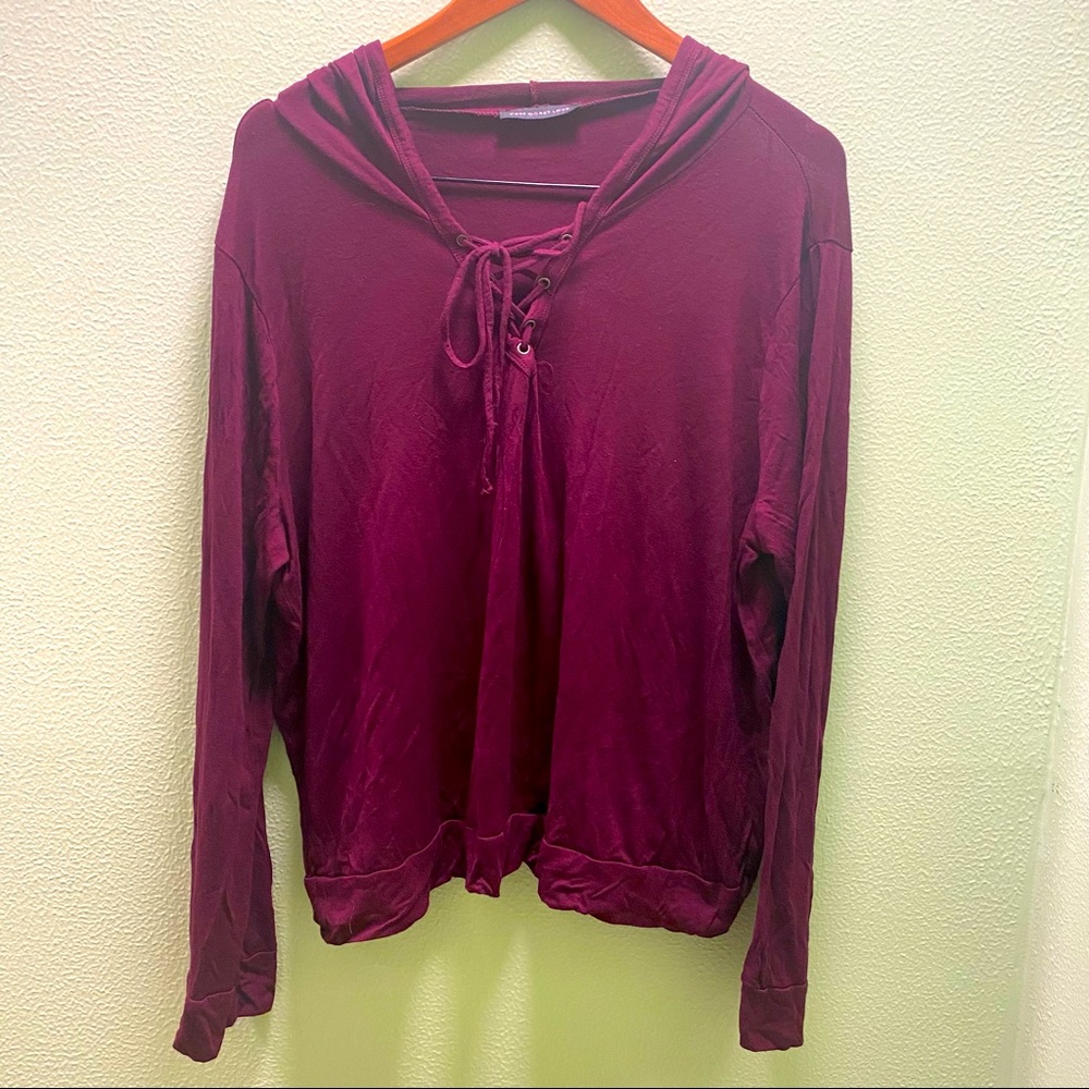 Burgundy West Coast Long Love light weight hoodie